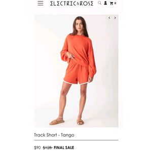 Electric And Rose Track Short - Tango French Terry W/ Piping Size S NWOT $128